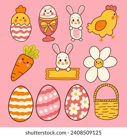 Hand-drawn Cute Easter illustration set