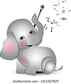 hand-drawn cute elephant, elephant kid 
