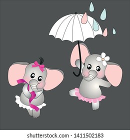 hand-drawn cute elephant, elephant kid pattern