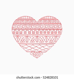 Hand-drawn, cute, fun, pink heart. Valentine day heart.