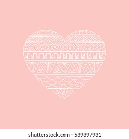 Hand-drawn, cute, fun, pink heart. Valentine day heart.