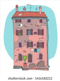 Hand-drawn cute  house - vector
