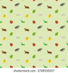 Hand-Drawn Cute Insect Seamless Pattern Background