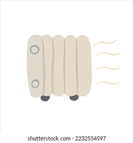Hand-drawn cute isolated clip art illustration of white heater. Warm heat radiator. Vector illustration EPS 10