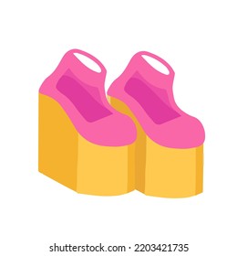 Hand  drawn cute isolated clipart illustration Harajuku style platform shoes  Pair Japanese pink high shoes  creepers  Vector illustration EPS 10