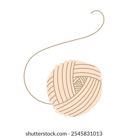 A hand-drawn cute isolated illustration of a wool harness. Light yarn for binding mail, a linen ball. Hobbies of dressing handmade items, packaging. Insulated wound ball with light thread