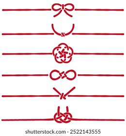 Hand-drawn cute Mizuhiki set with transparent background