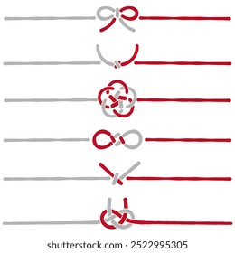 Hand-drawn cute Mizuhiki set with transparent background