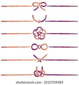 Hand-drawn cute Mizuhiki set with transparent background