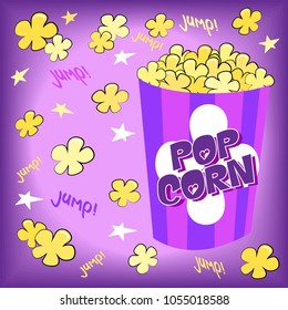 Hand-drawn cute popcorn with a printing press vector, popcorn vector