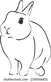 Hand-drawn cute rabbit that can also be used for New Year's cards in 2023