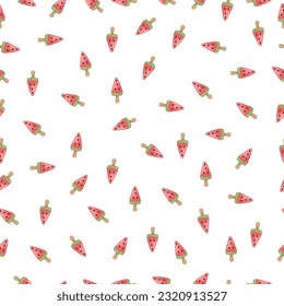 Hand-drawn Cute seamless pattern with ice cream. Can be used for wrapping paper, gift wrapping, textiles, etc.