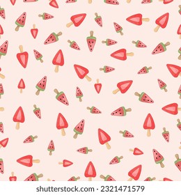 Patrón de Cute dibujado a mano sin fisuras con helado. Se puede usar para envolver papel, envolver regalos, textiles, etc.