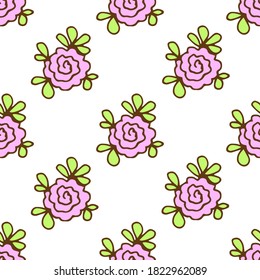 Patrón simple de vector floral simple y dibujado a mano sin fisuras. Pequeñas flores rosas sobre un fondo blanco. Para impresiones de tela, embalaje, papel, ropa, ropa de cama, productos textiles, postal.