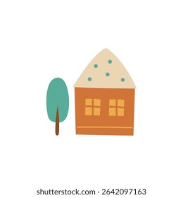 Hand-drawn cute and simple house illustration [Type D]