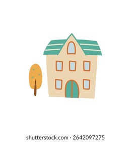 Hand-drawn cute and simple house illustration [Type F]
