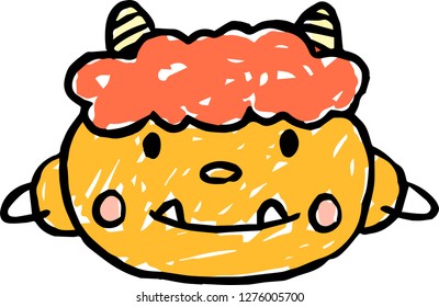 Hand-drawn cute yellow demon's face