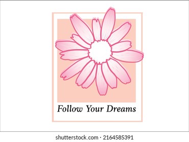 handdrawn daisy flower on frame design vector