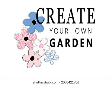 handdrawn daisy flower vector art and slogan