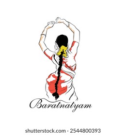 Senhora bela dançarina desenhada à mão, Uma ilustração vetorial de dançarina clássica, Uma ilustração vetorial de Bharatanatyam