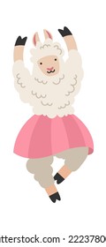 Hand-drawn dancing lama icon. Vector illustration