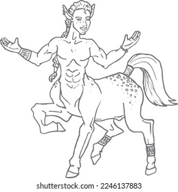 Hand-drawn dancing male centaur converted into a vector image