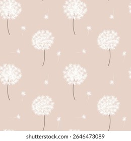 Hand-drawn dandelion flower seamless pattern print design. Vector illustration design for fashion fabrics, textile graphics and prints.	
