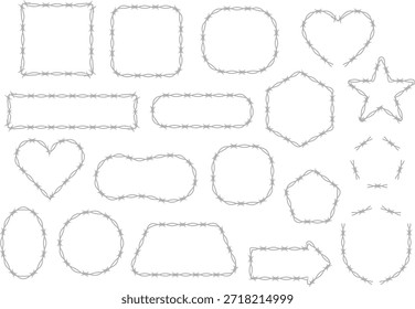 Formas de contorno tracejadas desenhadas à mão definidas. Quadros, ícones e bordas pretos e brancos irregulares. Fazer doodle de elementos para layouts de design gráfico.