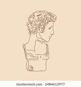 Hand-drawn david michelangelo plaster digure vector drawing