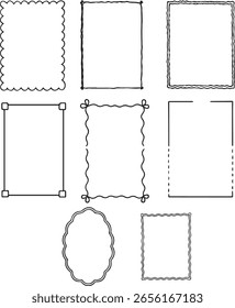 Hand-Drawn Decorative Border Frame Set – Wavy and Scalloped Outline Collection

