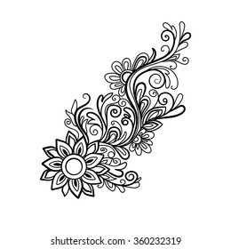 Hand-drawn decorative floral element for design