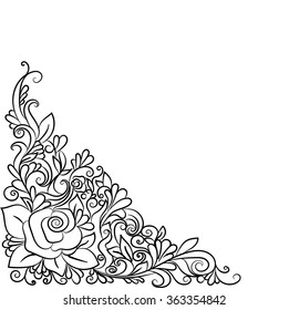 Hand-drawn decorative floral element for design. vector angle