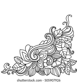 Hand-drawn decorative floral element for design. vector angle