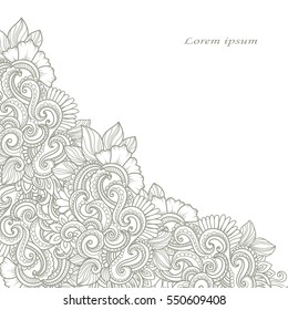 Hand-drawn decorative floral element for design. vector angle