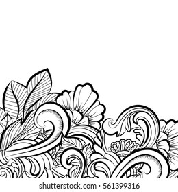 Hand-drawn decorative floral element for design. vector angle