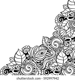 Hand-drawn decorative floral element for design. vector angle