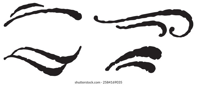 Hand-Drawn Decorative Flourishes - Vintage Ink Swirls Vector Design.