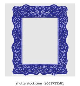 Marco decorativo dibujado a mano en estilo doodle sketch. Ilustración vectorial con líneas onduladas y remolinos. Perfecto para tarjetas, invitaciones, carteles o decoración fotográfica.