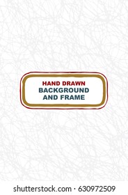 Hand-drawn decorative frame and pen strokes background