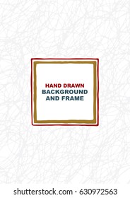 Hand-drawn decorative frame and pen strokes background