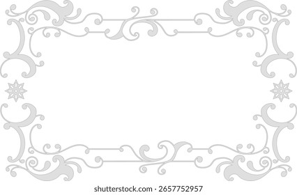 Hand-drawn decorative frame with a silver finish.
