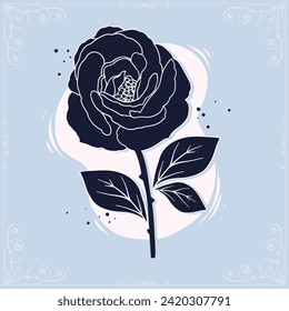 Hand-drawn decorative rose flower silhouette