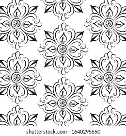 Hand-drawn decorative seamless floral pattern. 