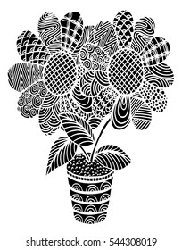 Hand-drawn decorative sunflower element in vector.