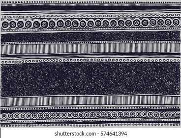 Hand-drawn decorative vector ink folk ornament