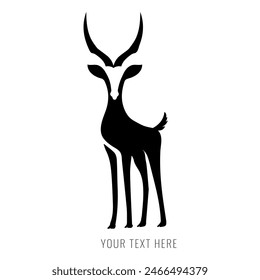 Hand-drawn deer Silhouette, A very creative idea of wildlife logo, Vector illustration of deer