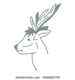 Hand-drawn deer. Vector illustration for postcards