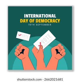 Plantilla de Vector del Día de la Democracia dibujada a mano para el diseño de fondo de redes sociales