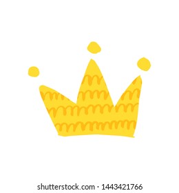 Handdrawn design with cute crown. Ready-to-print design template. Clothes badge, banner, tag. Vector illustration.