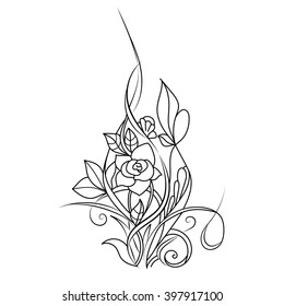 Hand-drawn design element. Doodle art flowers. Zentangle floral pattern. 